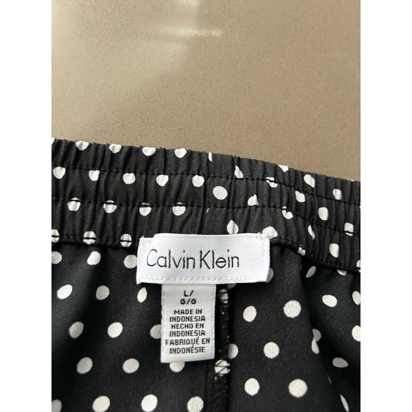 CALVIN KLEIN size L Ankle Pants POLKA DOT cruise beach Cover-up BLACK/WHITE D24 - Picture 3 of 8